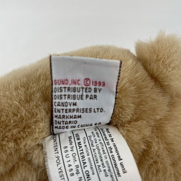 RARE Gund Checkers Teddy Bear 8” Plush #2209 Plaid Bow Tan Vintage 1993 HTF - Picture 9 of 12
